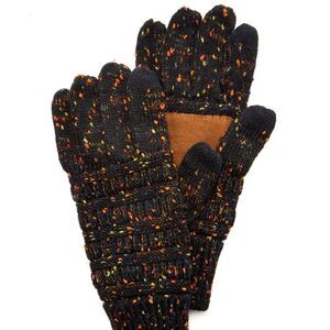 C.C. Black Marled Knit Smart Tips Touch‎ Screen Gloves New